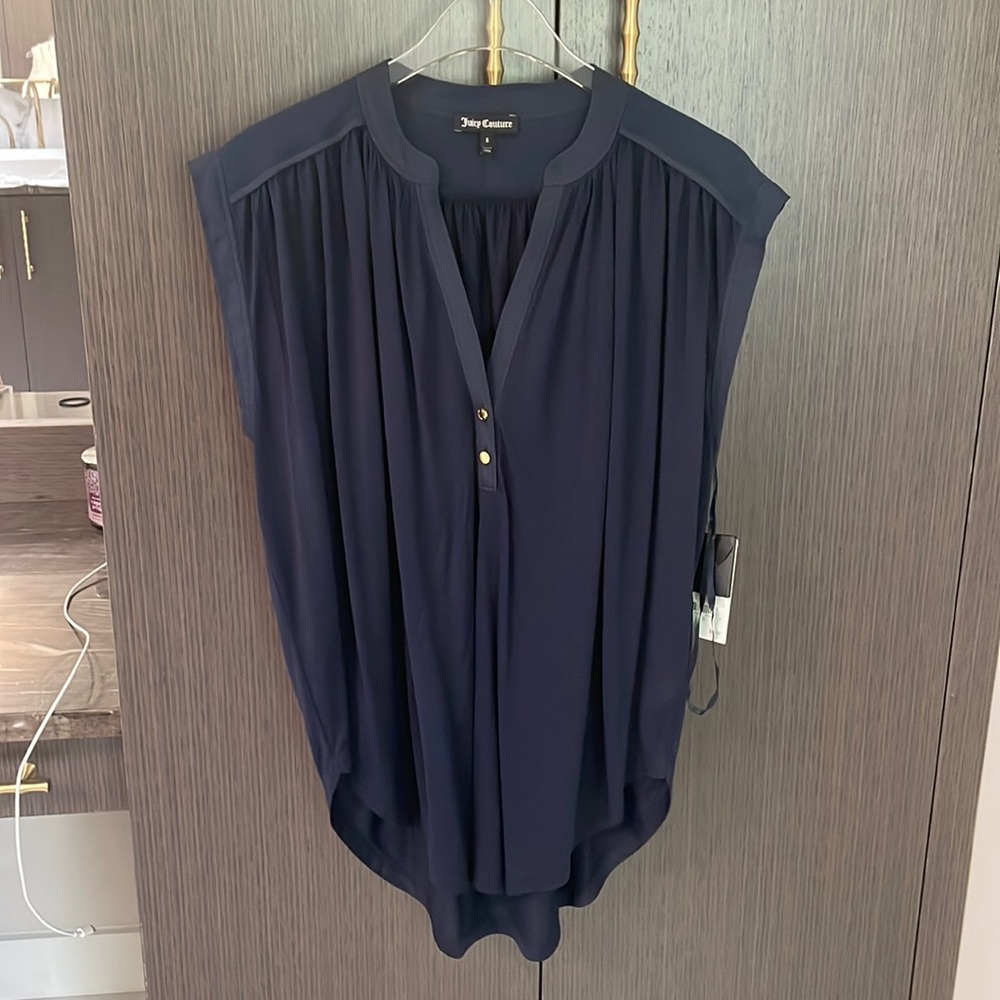 Brand New Juicy Couture navy blue Silk Top💙